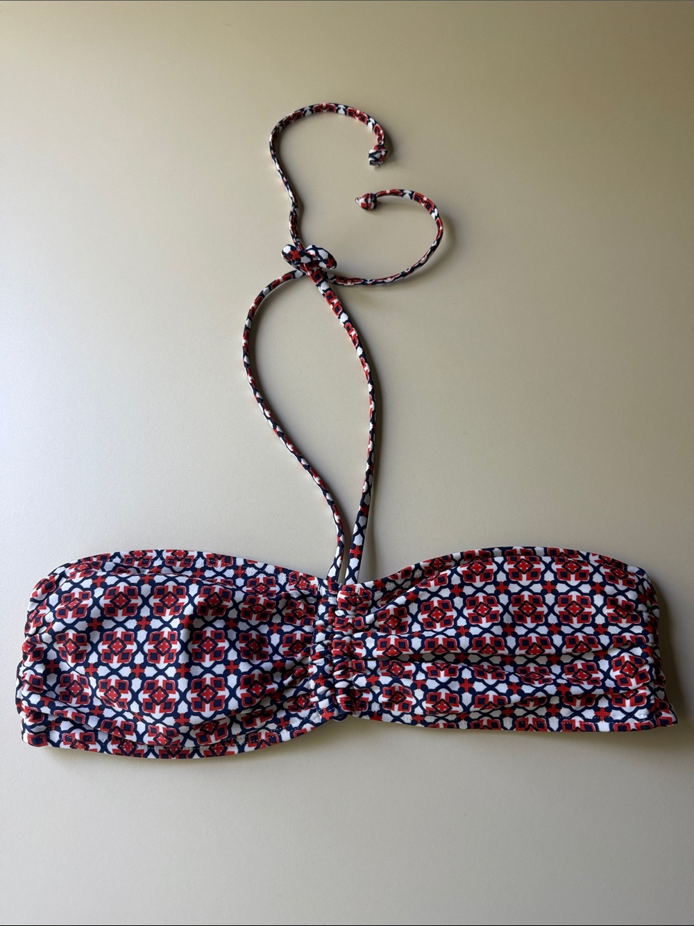 Old Navy Tie Neck Bandeau Bikini Top in Red, White & Blue Print